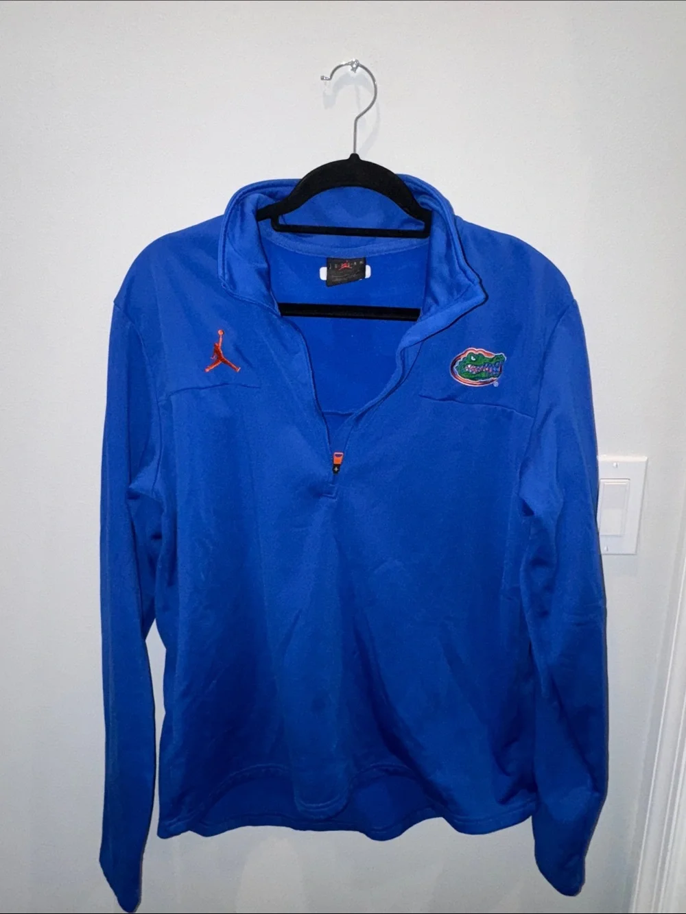 Jordan Royal Blue Zip-Up Pullover with Orange Jumpman